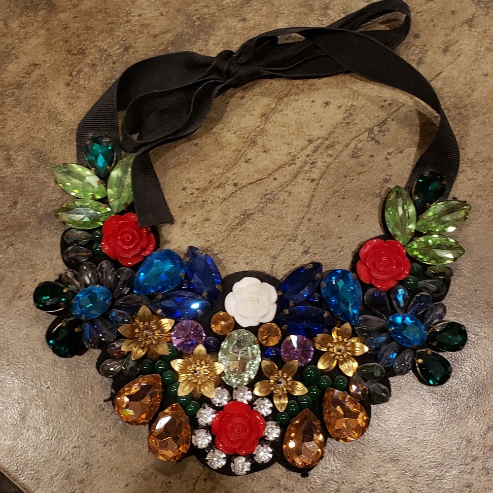 Jewel-tone Crystal Statement Necklace - WOW!